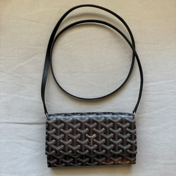 NWT🖤GOYARD🖤Varenne Continental Goyardine Canvas Calfskin Crossbody Bag - Picture 4 of 14